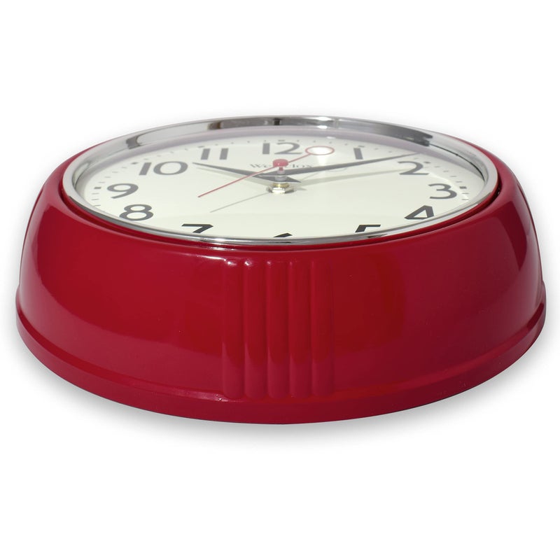 Westclox Retro 1950 Kitchen Wall Clock, 9.5-Inch, Red - Image 4